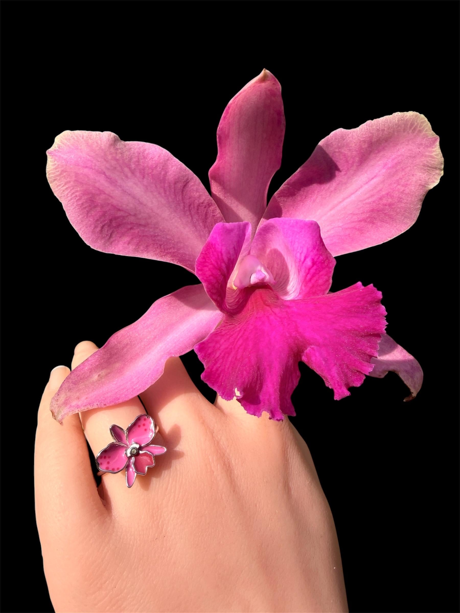 Sophrolaeliocattleya Pink Orchid Jewelry • Convertible Choker Necklace, Studs, & Adjustable Ring • Mix and Match Set