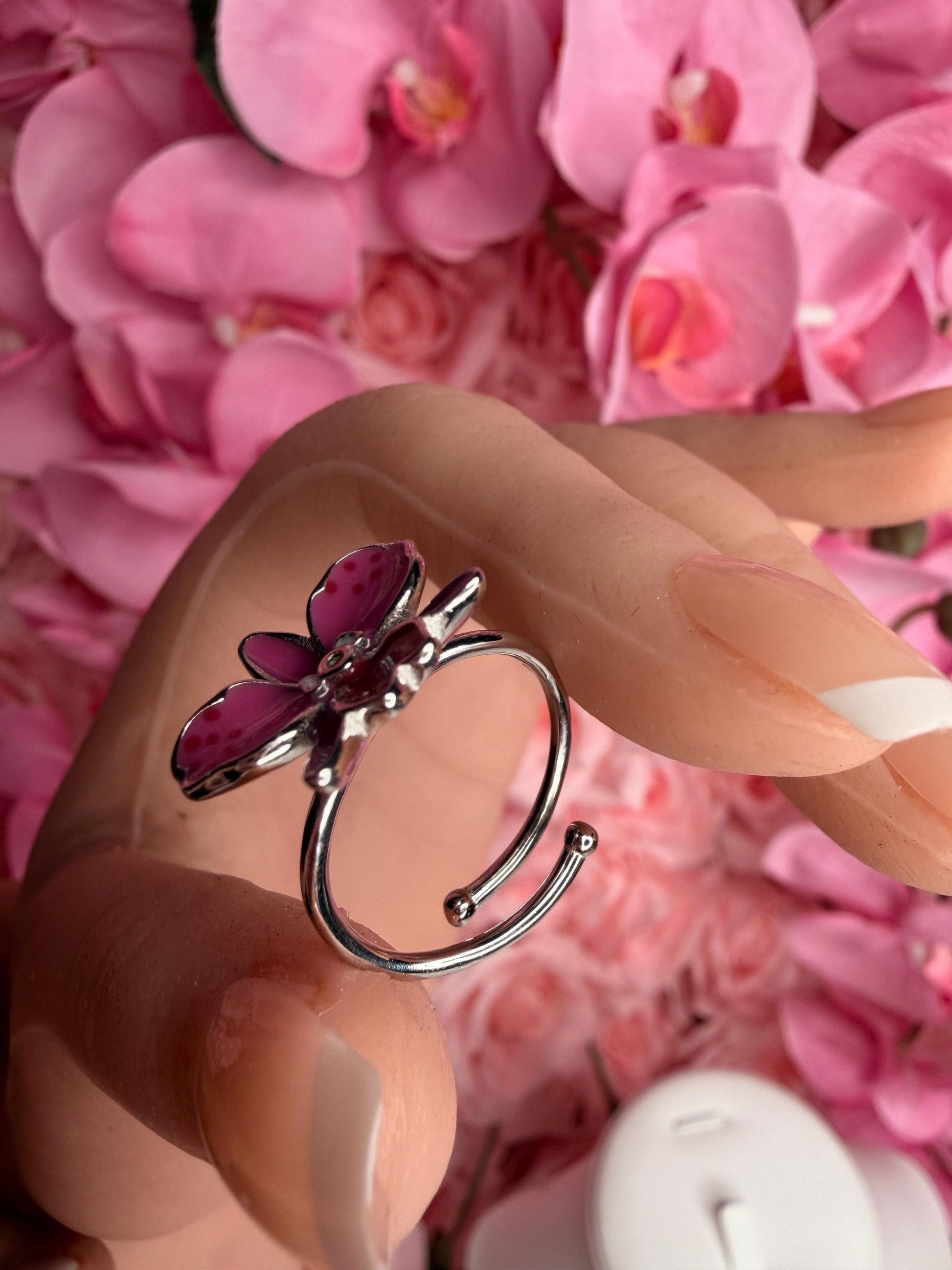 Sophrolaeliocattleya Pink Orchid Jewelry • Convertible Choker Necklace, Studs, & Adjustable Ring • Mix and Match Set
