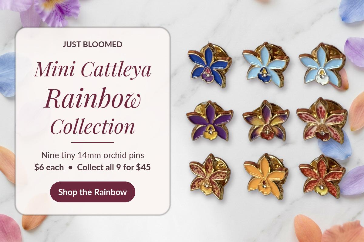 Mini Cattleya Orchid Enamel Pin • 14mm Tiny Flower Pin • Nine Colors or Set