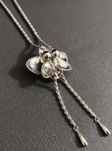 phalaenopsis orchid necklace, purple, rhodium plated sterling silver, twelfth view – Orchidique