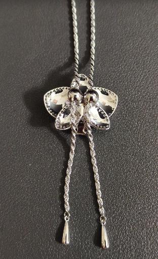 phalaenopsis orchid necklace, purple, rhodium plated sterling silver, eleventh view – Orchidique