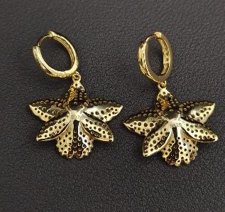 cattleya orchid hoop earrings, 14K gold plated sterling silver, ninth view – Orchidique