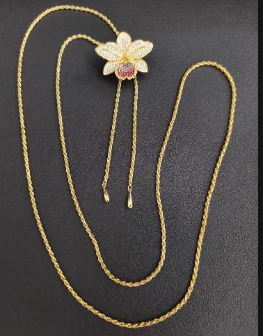 cattleya orchid necklace, 14K gold plated sterling silver, product view – Orchidique
