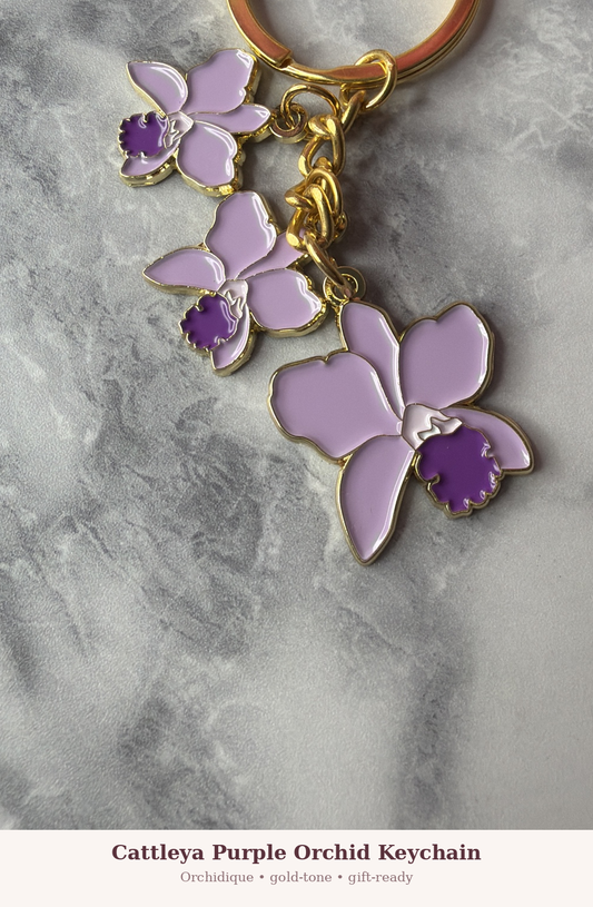 Purple Cattleya Purse Charm — Orchidique view 1