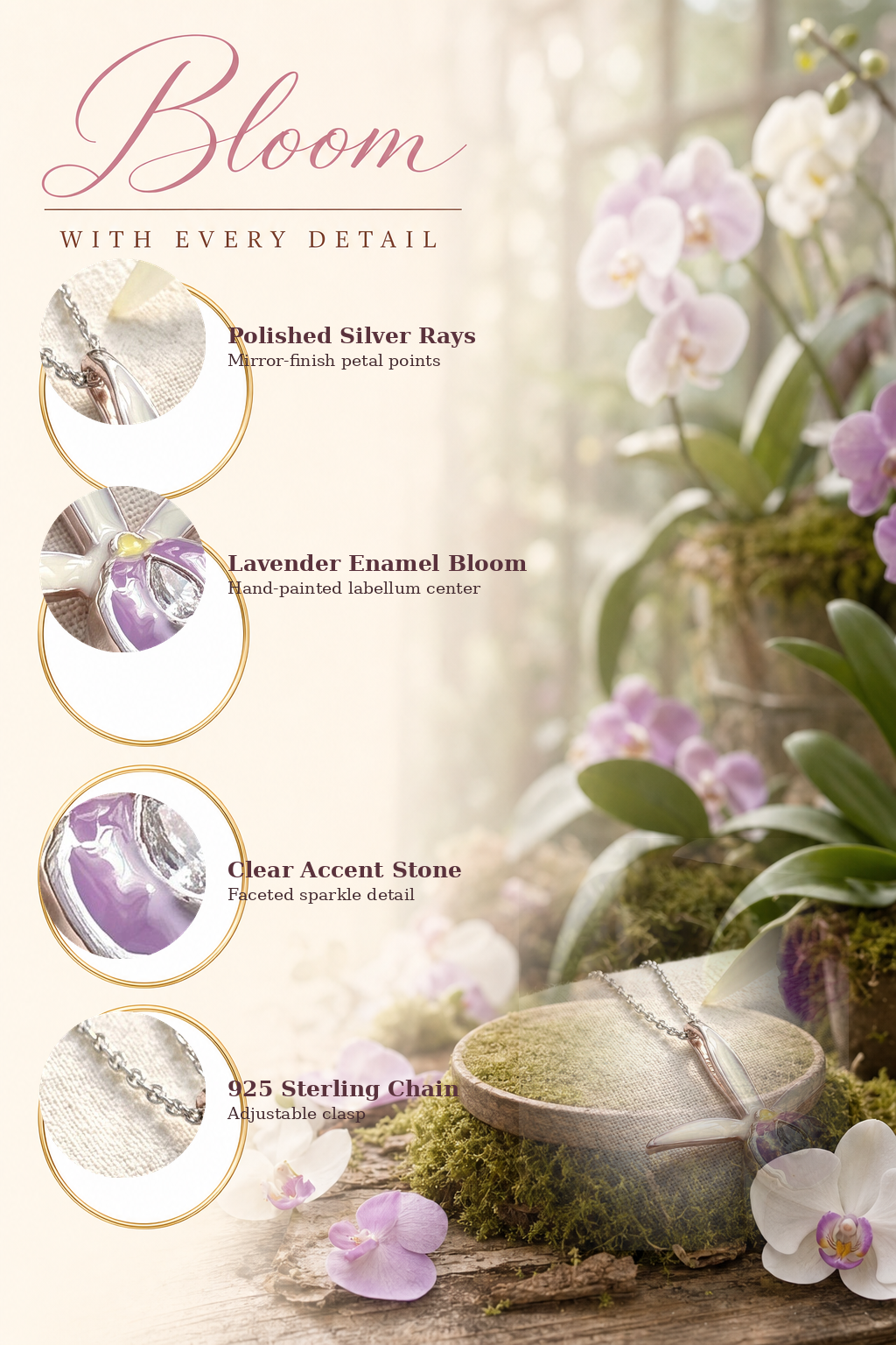 Brassocattleya Star Orchid Necklace or Studs — Orchidique view 4
