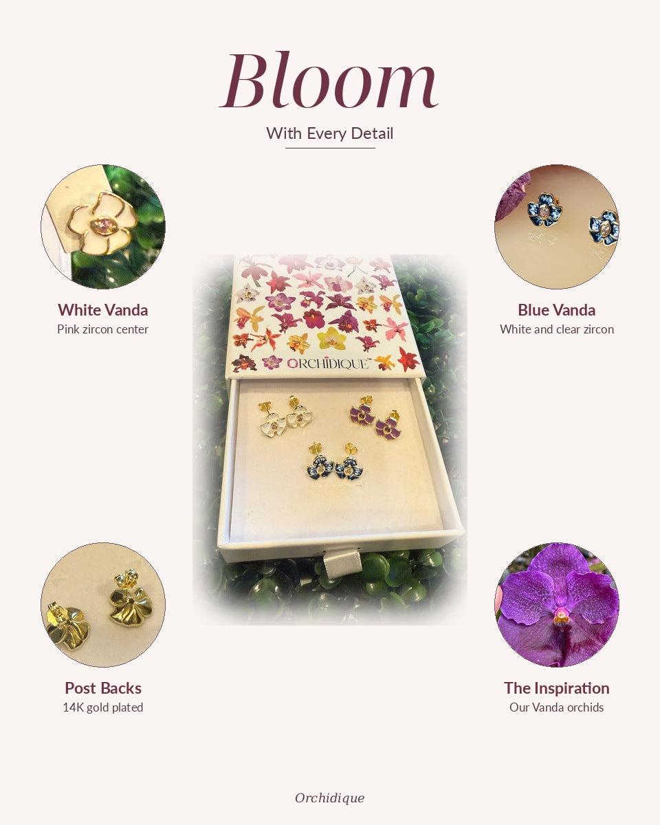 Mini Vanda Orchid Stud Earrings — Bloom With Every Detail