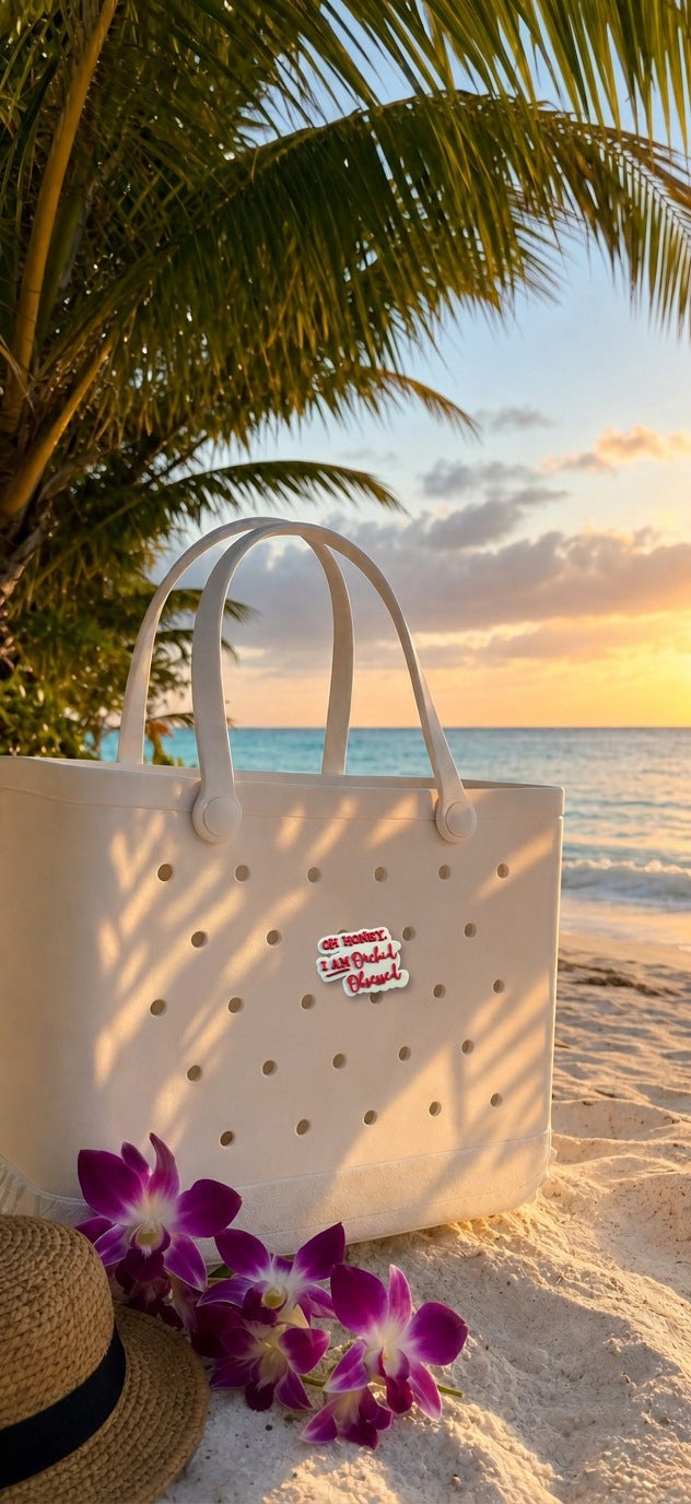 oh honey orchid PVC tote bag charm beach sunset