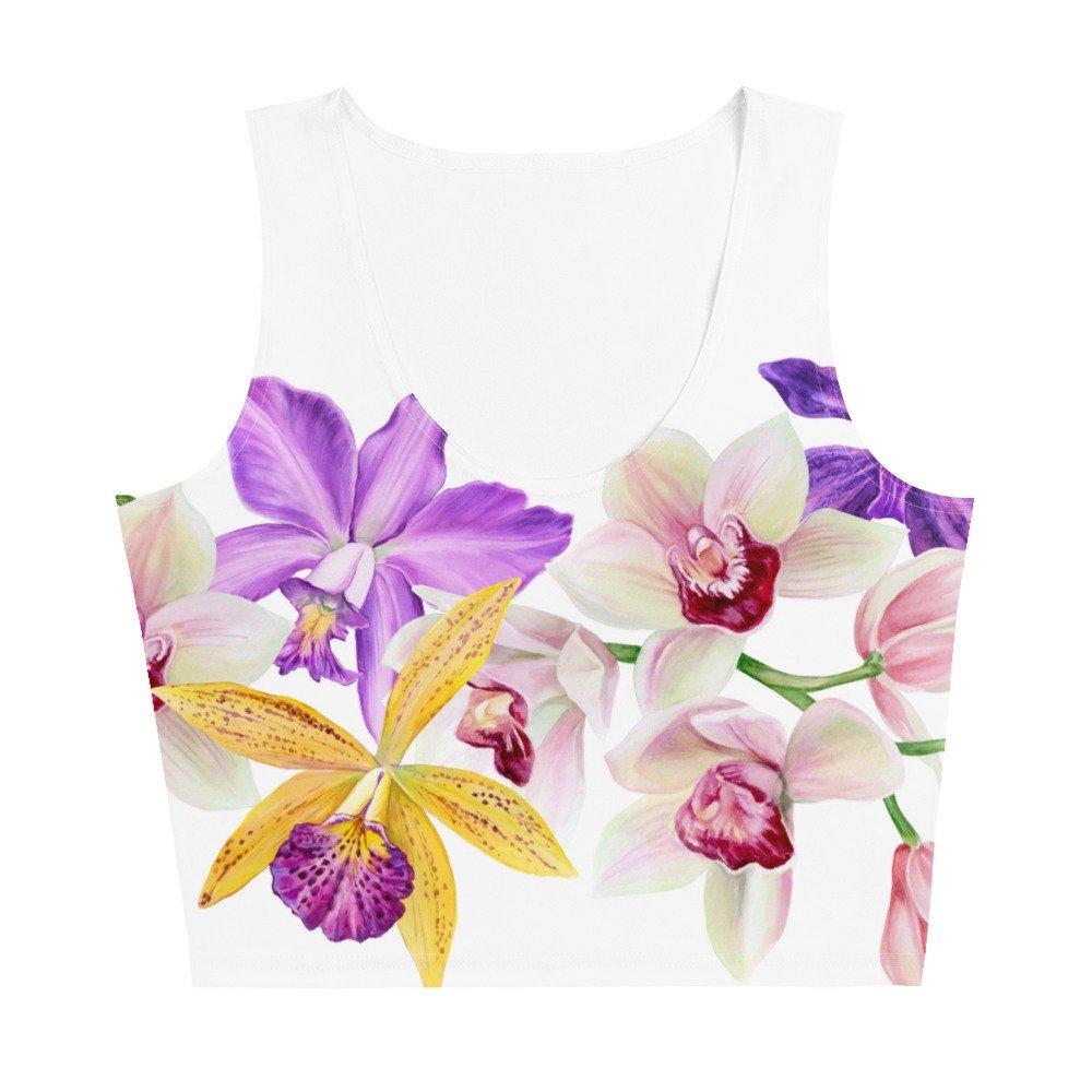 Orchid Flower Women's Top • Floral Gardening Tee • Orchid Lover Gift • Women's Tank Top - Floral Cropped Top - Orchid Flowers T-Shirt - Orchidique