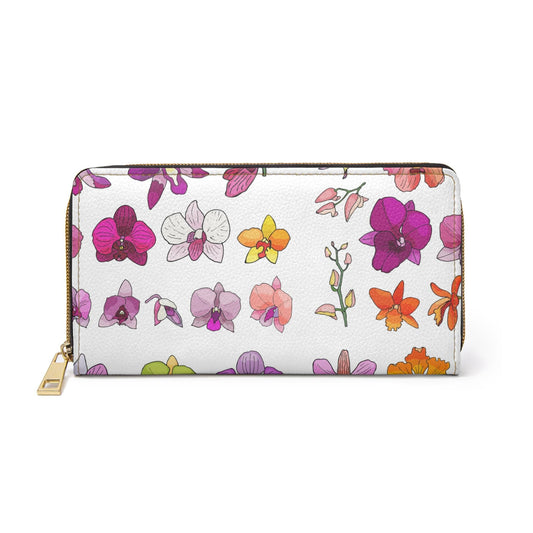 Orchid Zipper Wallet, Tropical Flower Floral Purse, Botanical Garden Clutch, Gift for Plant Lover, Small Coin Pouch, Floral Pattern Wallet - Orchidique