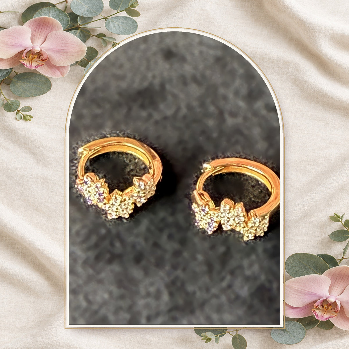 orchid hoop earrings, pink and lavender, 14K gold plated sterling silver, ninth view – Orchidique