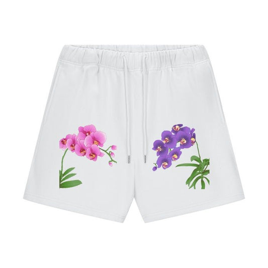 Orchidique Vibrant Orchid Fleece Shorts | Unisex | Orchid - Printed Loungewear | Soft & Stylish - Orchidique