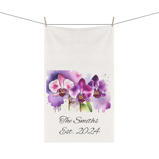 Personalized Orchid Tea Towel • Orchid Kitchen Towel • Floral Bath Towel - Orchidique