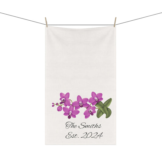 Personalized Phalaenopsis Orchid Tea Towel • Orchid Kitchen Towel • Floral Bath Towel - Orchidique