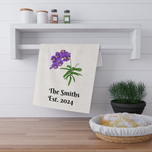 Personalized Phalaenopsis Orchid Tea Towel • Orchid Kitchen Towel • Floral Bath Towel - Orchidique