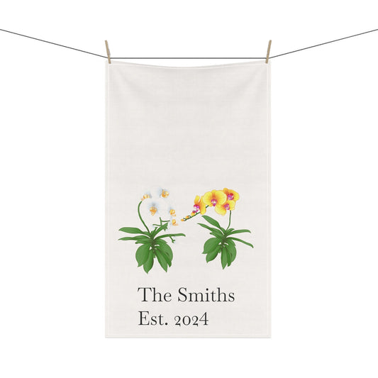 Personalized Phalaenopsis Orchid Tea Towel • Orchid Kitchen Towel • Floral Bath Towel - Orchidique