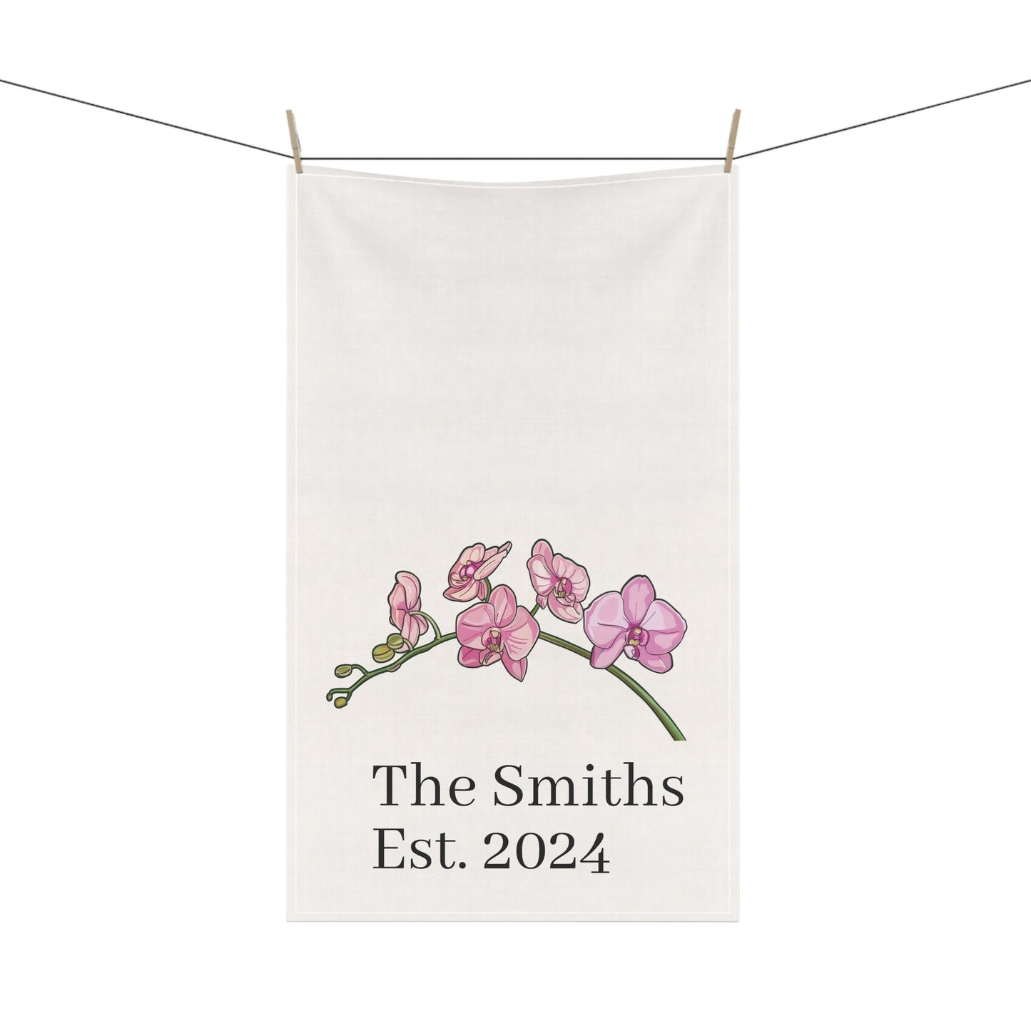 Personalized Phalaenopsis Pink Orchid Tea Towel • Orchid Kitchen Towel • Floral Bath Towel - Orchidique