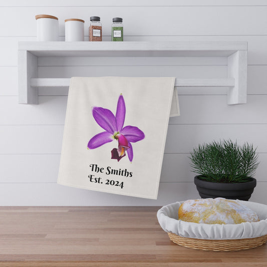 Personalized Violecea Orchid Tea Towel • Orchid Kitchen Towel • Floral Bath Towel - Orchidique