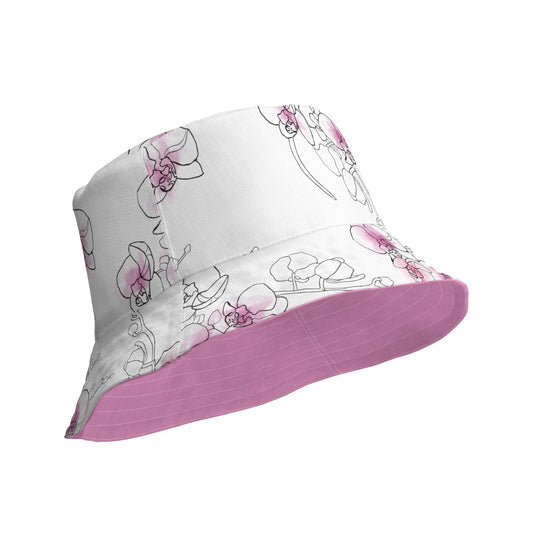 Pink Orchids Reversible Bucket Hat · Two - Sided Sun Hat · Beach Vacation Hat - Orchidique