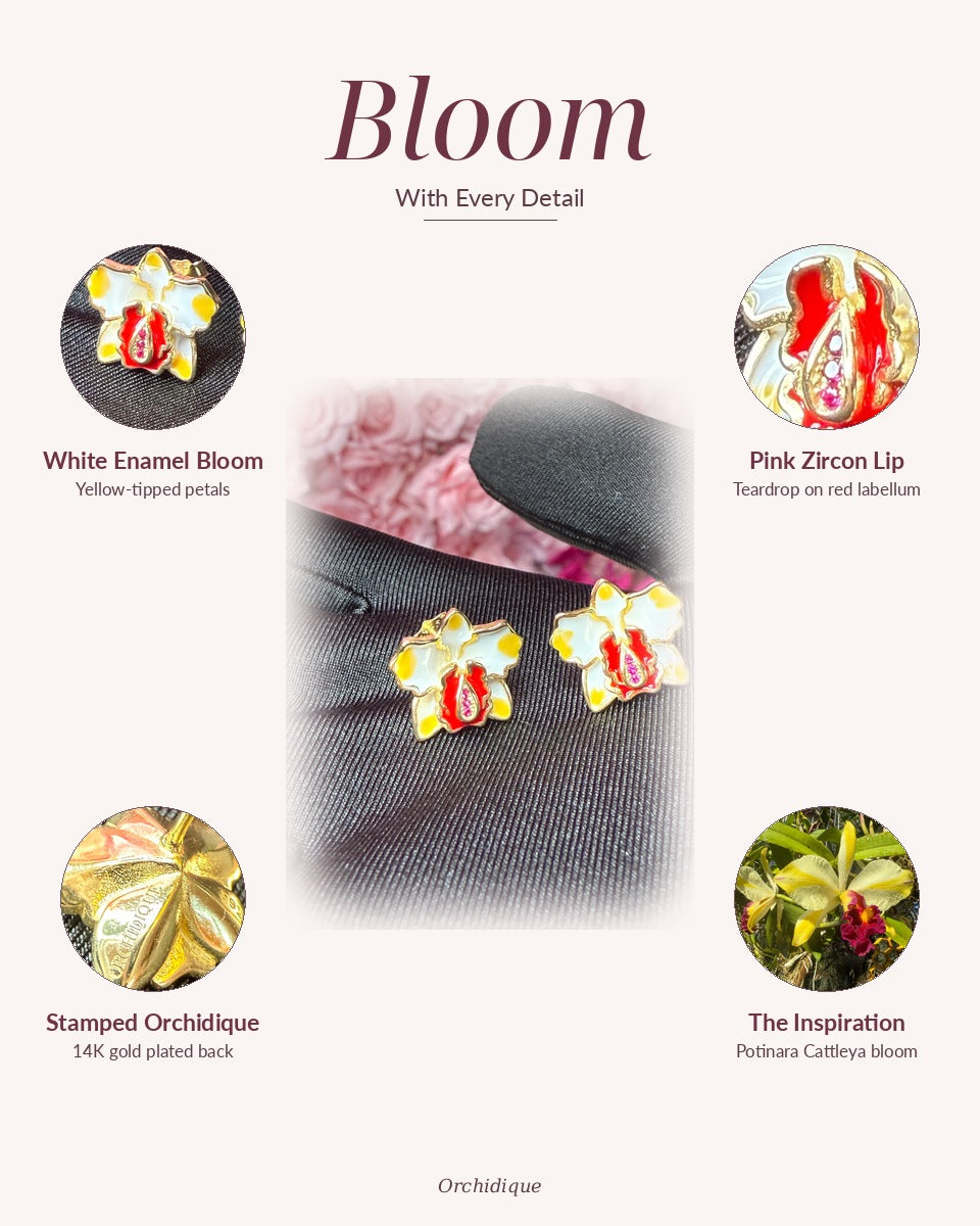 Cattleya Orchid Stud Earrings — Bloom With Every Detail
