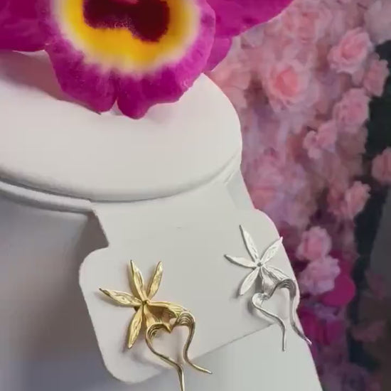 Ghost Orchid Silver Earrings Studs: Divergent Duos Collection