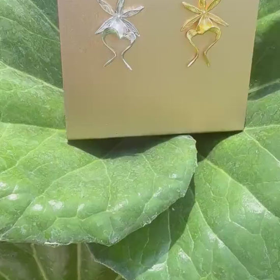 Ghost Orchid Silver Earrings Studs: Divergent Duos Collection