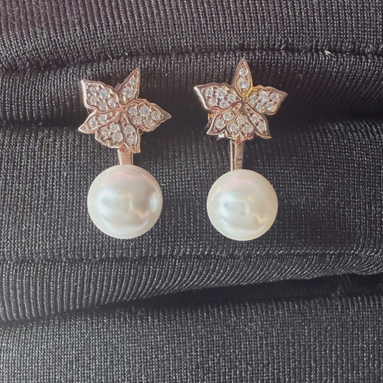 Cattleya zircon pearl studs rose gold video
