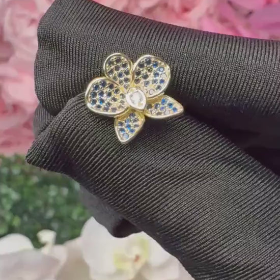 Saphire Zircons Orchid Phalaenopsis Flower Earrings • Shimmer me Phalaenopsis Studs