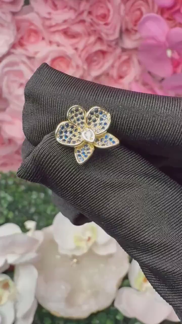 Saphire Zircons Orchid Phalaenopsis Flower Earrings • Shimmer me Phalaenopsis Studs