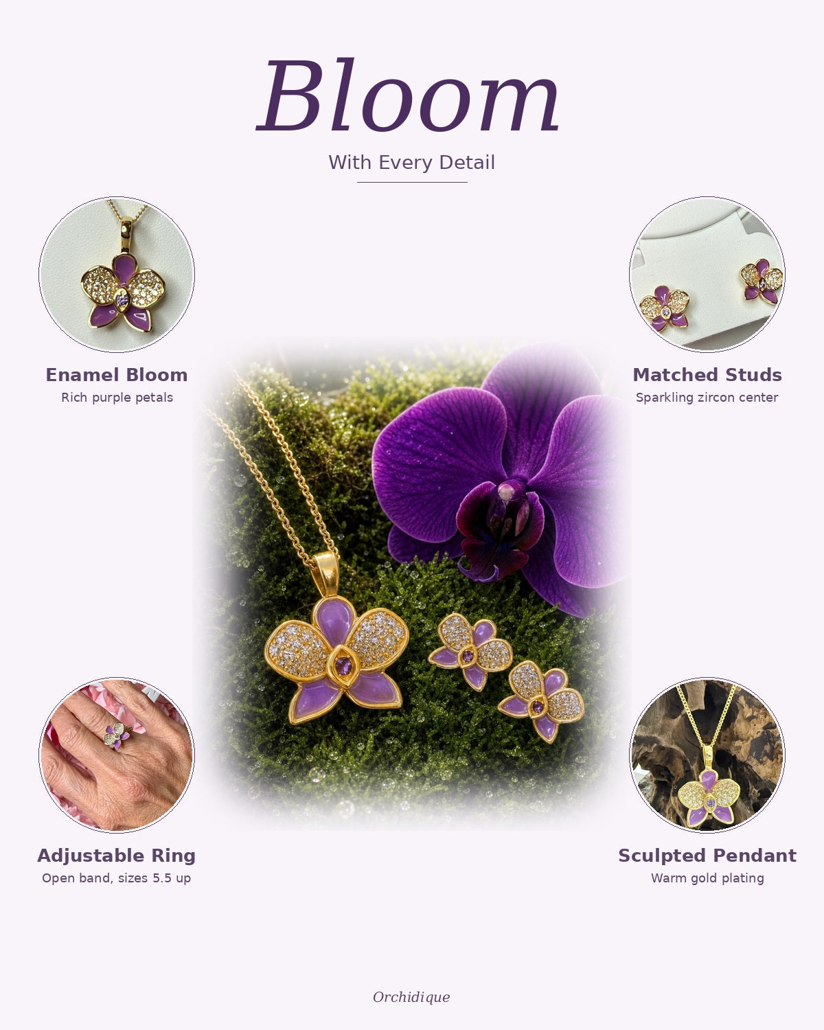 Purple Phalaenopsis Orchid Set — Bloom With Every Detail composite