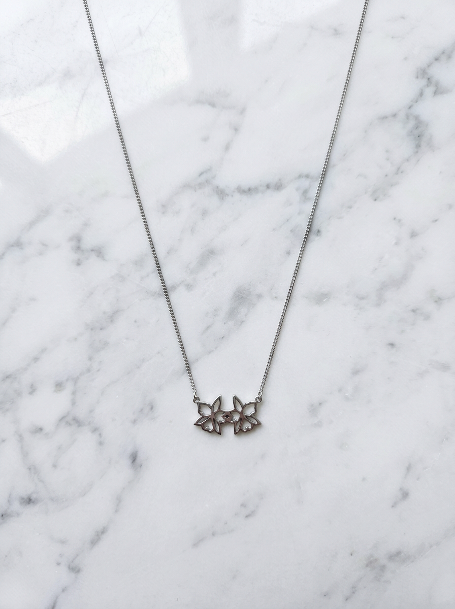 Double Cattleya Orchid Silhouette Pendant Necklace - Orchidique