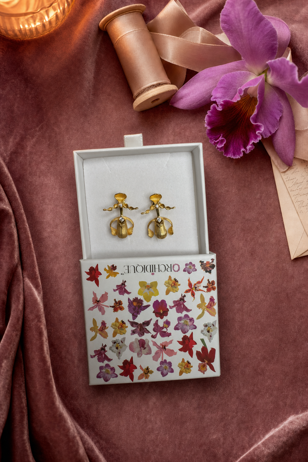 Lady Slipper Orchid Necklace or Earrings — Orchidique view 4
