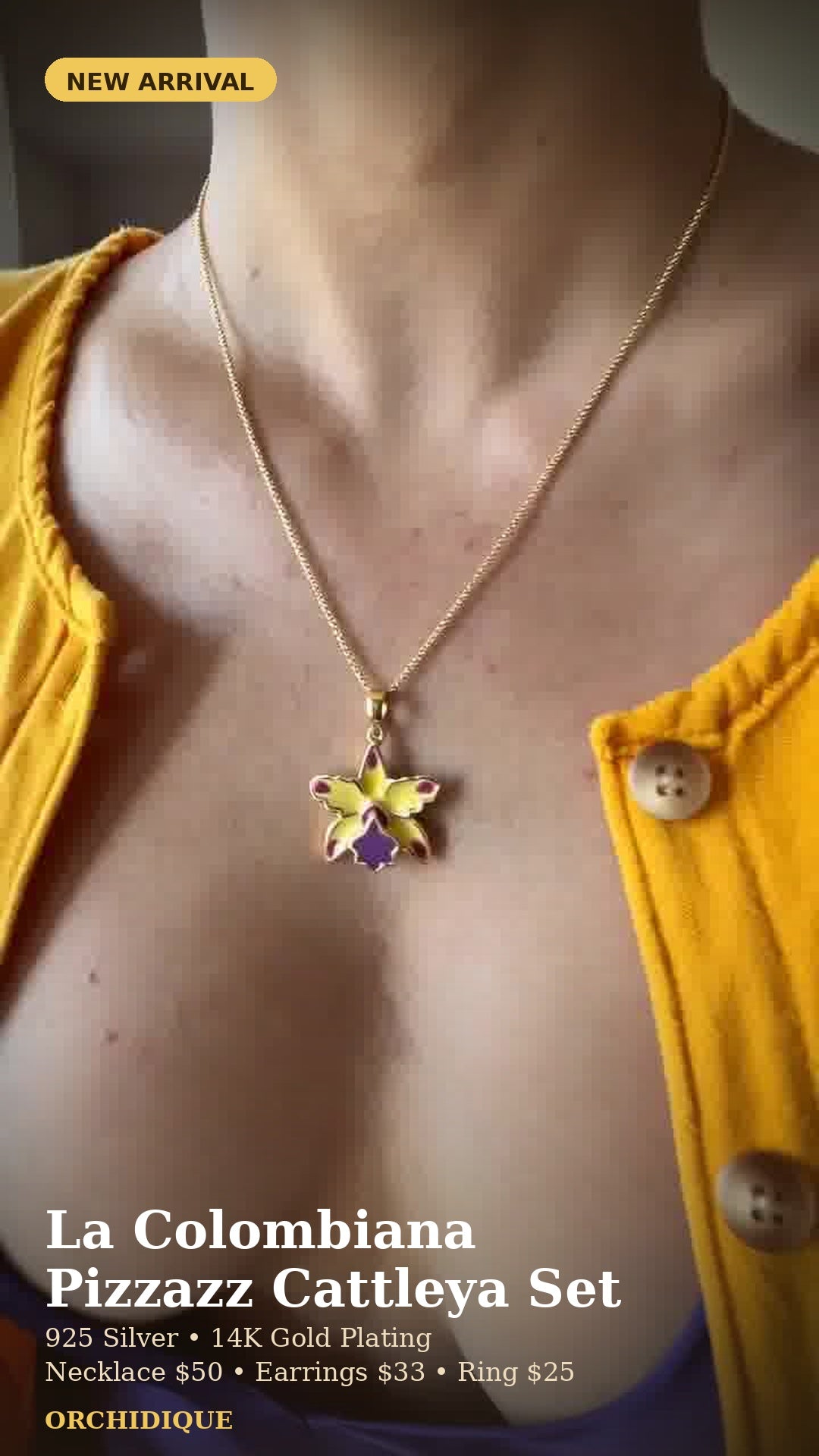 Cattleya Orchid Necklace, Earrings or Ring — Orchidique view 16