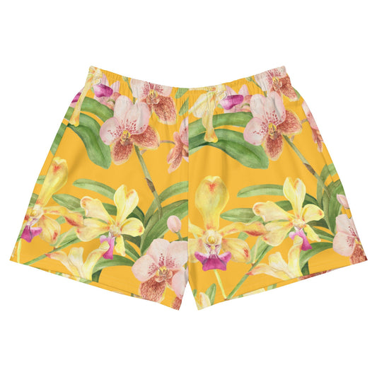 Tropical Yellow Orchids Shorts · Floral Shorts · Botanical Print Shorts - Orchidique