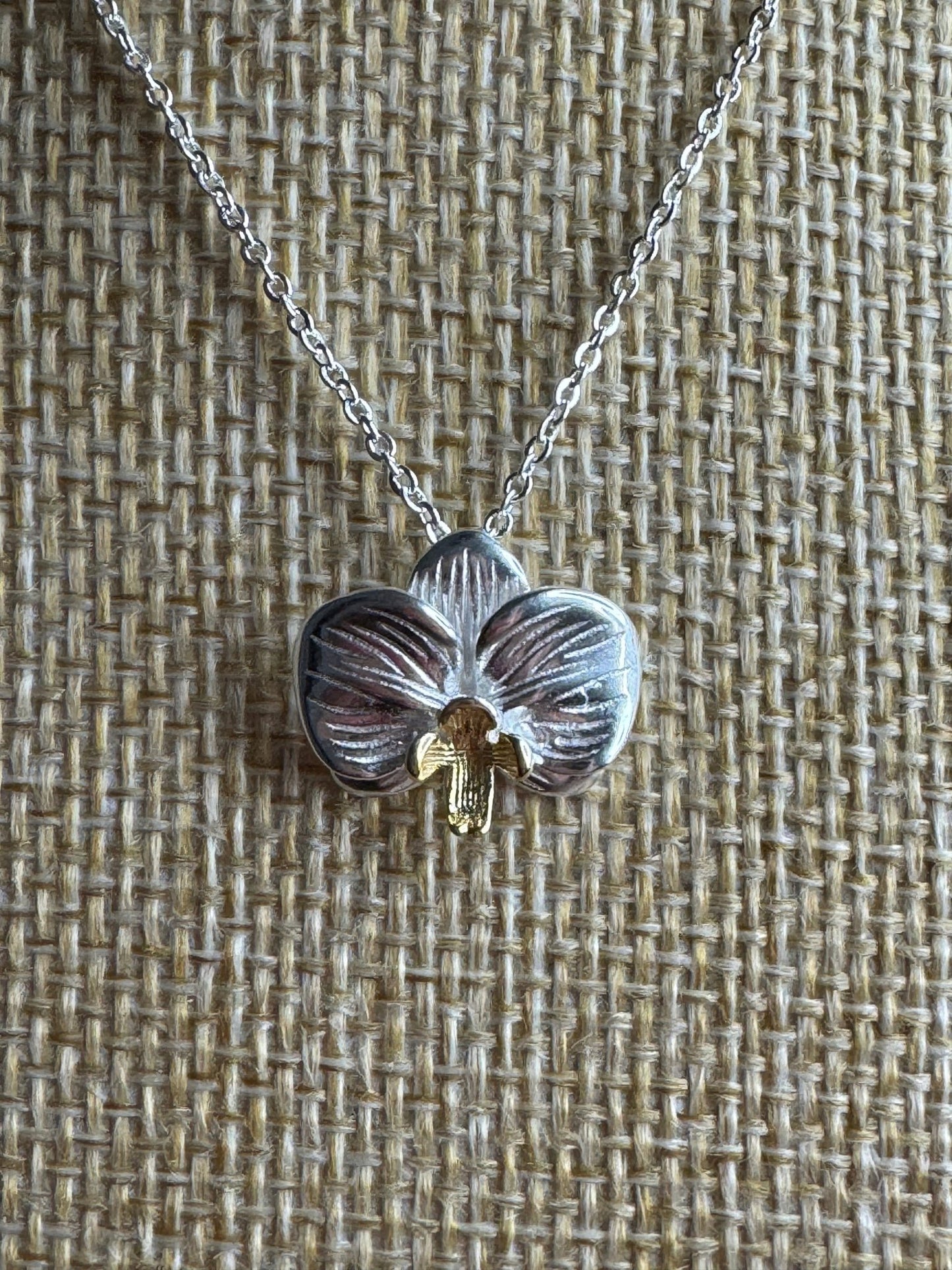 Two - Tone Bloom •Orchid Pendant Necklace • Phalaenopsis Pendant • Sterling Silver Pendant Necklace Flower Pendant • Orchid Flower Necklace - Orchidique