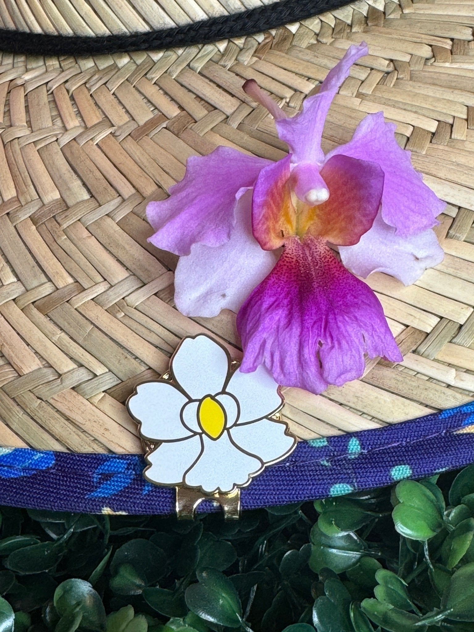 Vanda Orchid - inspired from Miss Joaquim Orchid Flower Golf Hat Charm Marker •Luxury Golf Ball Marker with Hat Clip • Unique Gift for Golfers - Orchidique