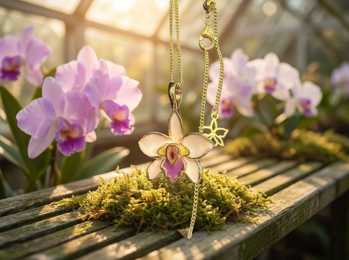 Cattleya Violacea Orchid Necklace, Earrings or Ring — Orchidique view 2