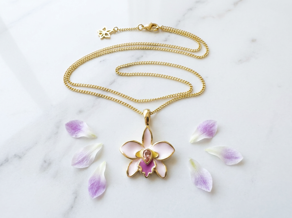 Cattleya Violacea Orchid Necklace, Earrings or Ring — Orchidique view 3